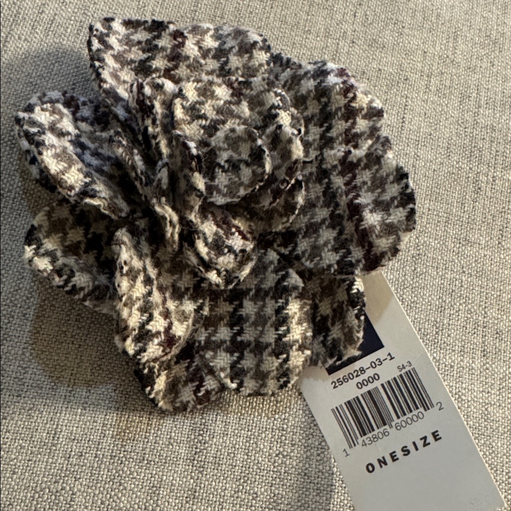 Gap Tweed Rosette pin/brooch hair clip vintage new herringbone